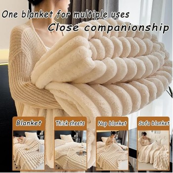 The Bunny Blanket, Soft Fluffy Fuzzy Warm Throw Blanket King Size, Cozy Faux Fur Thick Blanket for Chair Bed Sofa Living Room