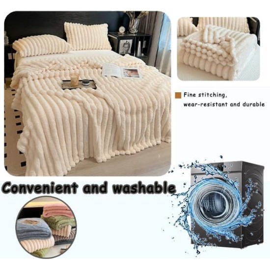 The Bunny Blanket, Soft Fluffy Fuzzy Warm Throw Blanket King Size, Cozy Faux Fur Thick Blanket for Chair Bed Sofa Living Room